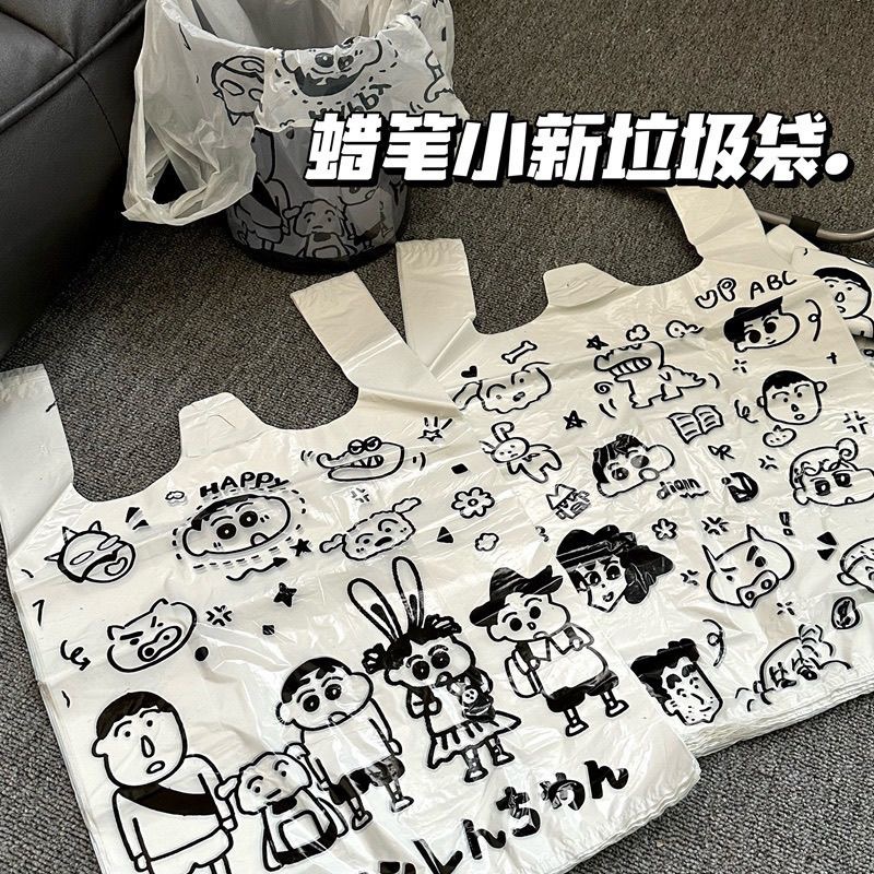 背心袋蜡笔小新网红手提可爱垃圾袋ins风家居环保卡通购物袋超市详情2