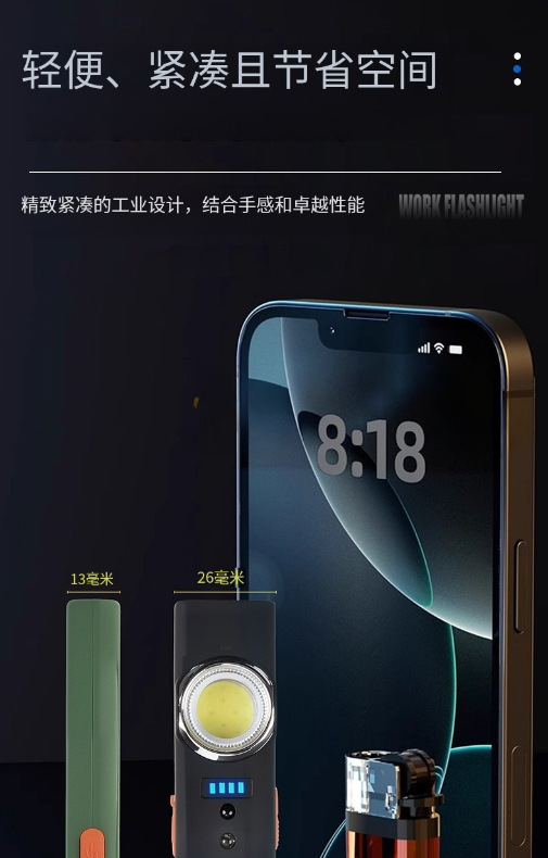 Multifunctional portable mini high-intensity dual light source work light TYPE-C Outdoor magnetic long-range radiation work coat and hat clip light pic 6