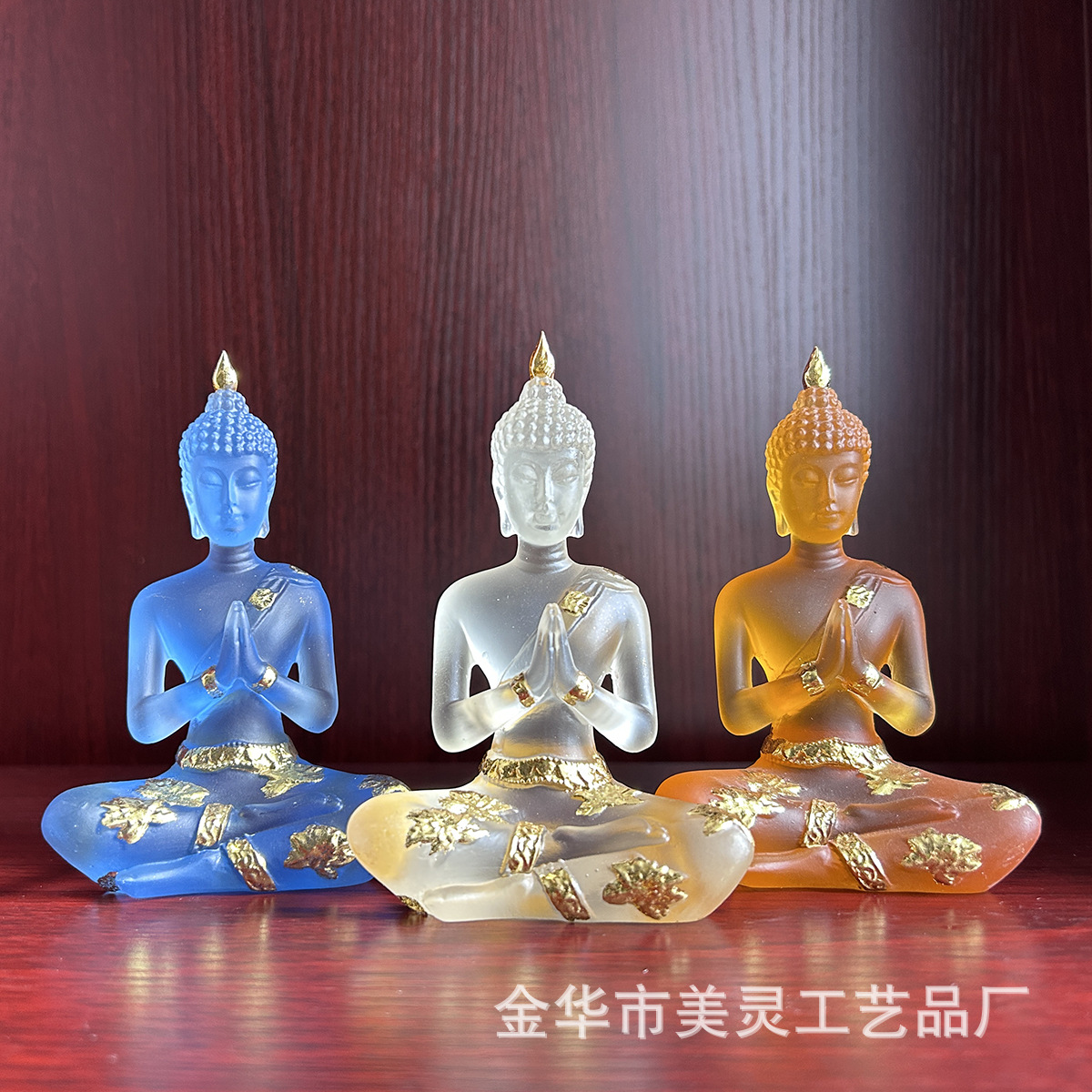 水琉璃佛像合手坐佛跨境热销禅意居家饰工艺品泰式印度佛树脂摆件详情4
