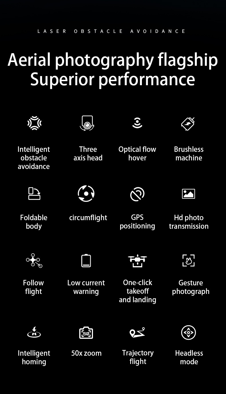 Cross-border unmanned aerial vehicle three-axis gimbal GPS positioning automatic return, brushless high-definition aerial photography, laser obstacle avoidance remote control screen pic 20