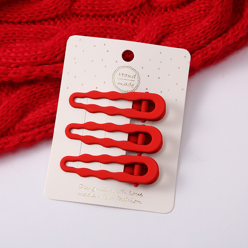 韩国网红发饰 经典红色鸭嘴夹 时尚百搭刘海碎发边夹 发卡可批发 发夹潮流款详情5