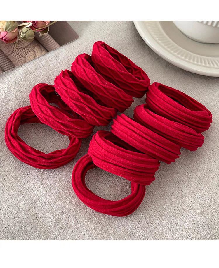 爆款加粗耐用红色头绳成人无接缝马尾发圈高弹力发绳气质皮筋详情11