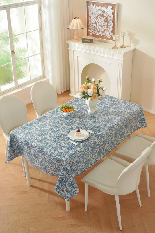 TPU faux linen printed rectangular tablecloth, no-wash, waterproof, oil-proof, heat-resistant, light luxury dining table and coffee table fabric home tablecloth pic 13
