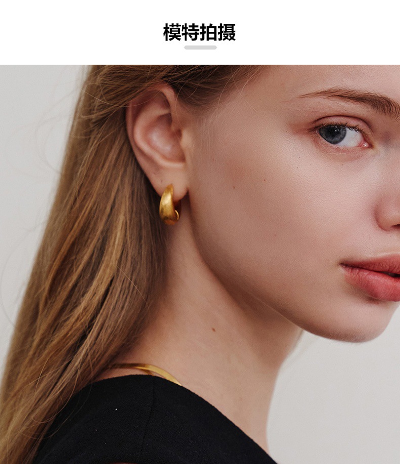 耳饰925純銀耳扣拉丝磨砂精致韩系高级感 小众女耳钉复古耳环批发详情5