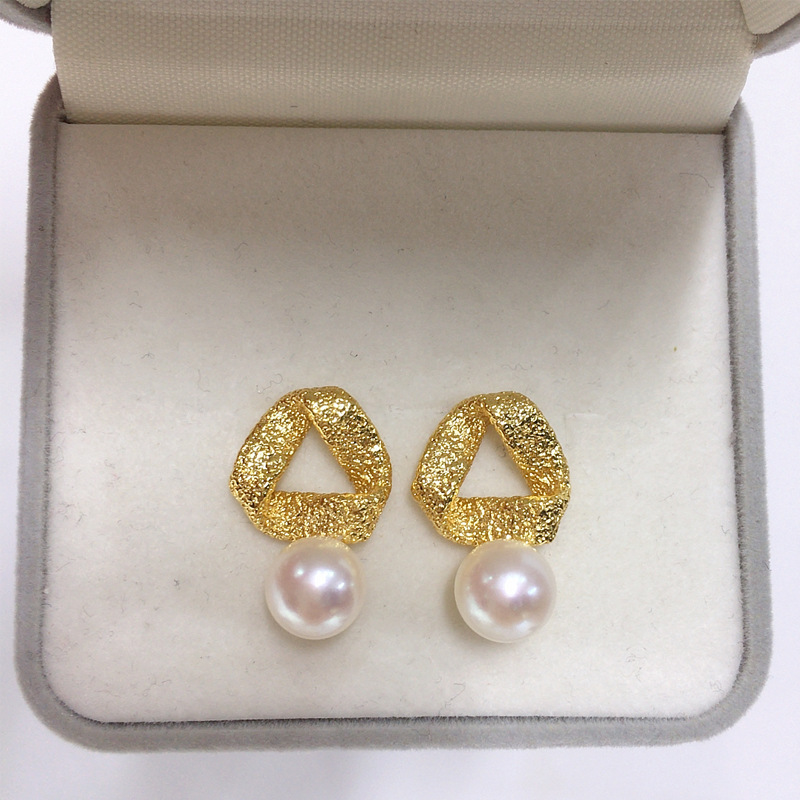 天然淡水珍珠耳钉贝母耳饰时尚欧美大气耳环几何小方块耳钉淑女详情2