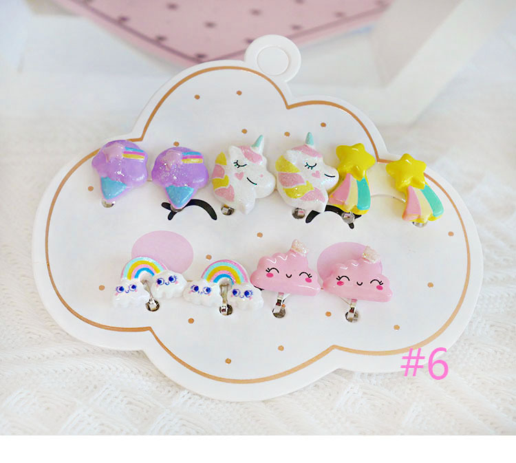 欧美外贸新款儿童首饰卡通火烈鸟冰淇淋星星蝴蝶结手链戒指耳夹详情12