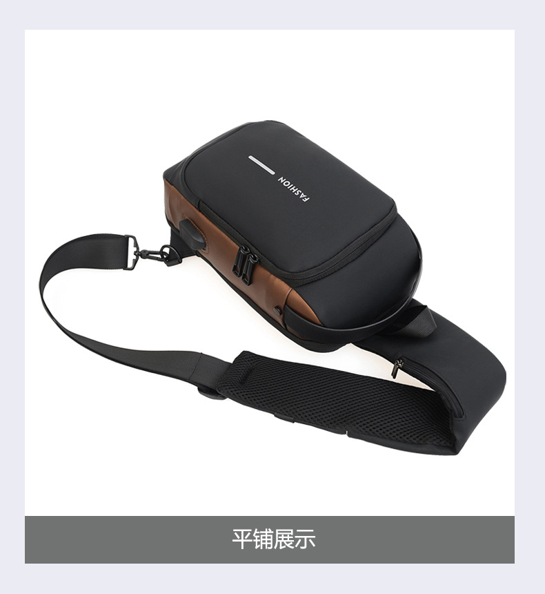 单肩包男款潮流防盗密码锁男士胸包尼龙外贸新款大容量斜挎包手提详情40