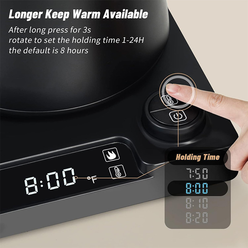 Gooseneck Kettle crossover e-commerce 2025 smart thermostat boca fina hervidor eléctrico cafetera tetera de cuello de cisne pic 5