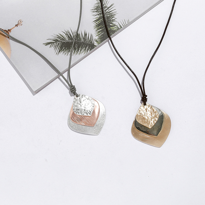 跨境饰品亚马逊爆款热卖项链欧美风时尚几何金属女混色长款毛衣链详情8