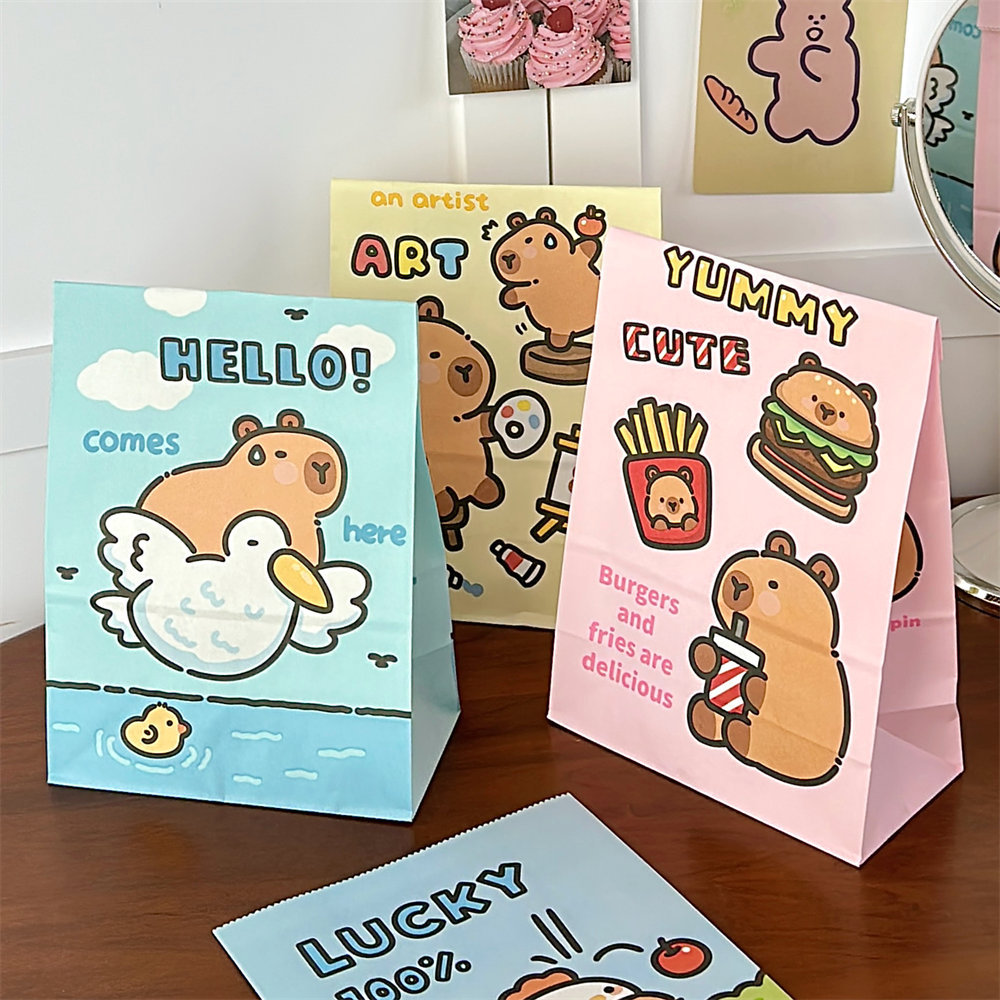 Tengyi Original cute capybara packing paper bag, high appearance level cartoon gift storage bag, new creative laminated paper bag pic 16