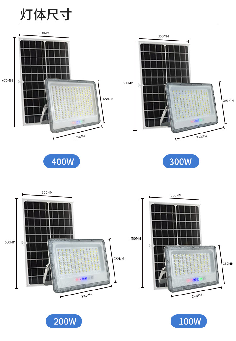 跨境新款分体太阳能庭院灯 户外防水led大功率工程太阳能投光灯详情4