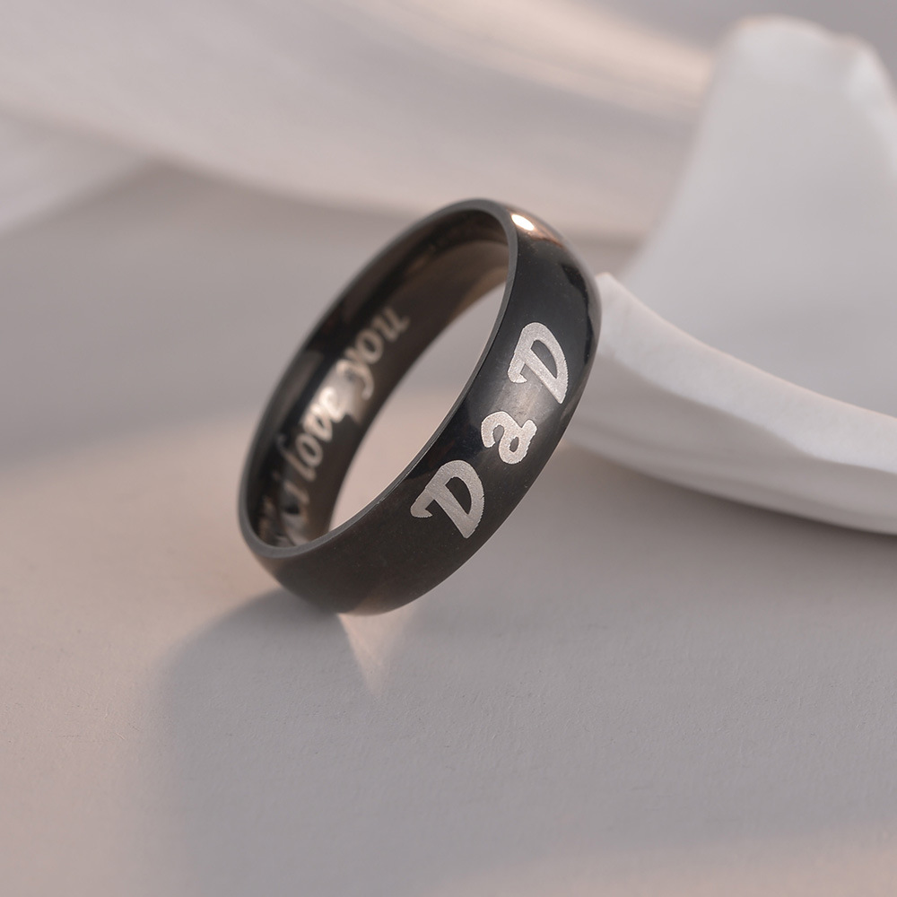 Aliexpress European and American jewelry family rings, DAD MOM rings, I LOVE YOU family rings, 6mm smooth surface pic 3