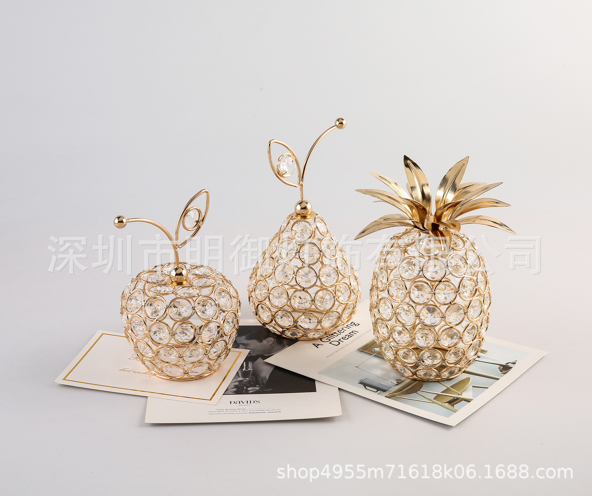2022网红款欧式创意水晶工艺品苹果雪梨菠萝造型家居装饰摆件直销详情7