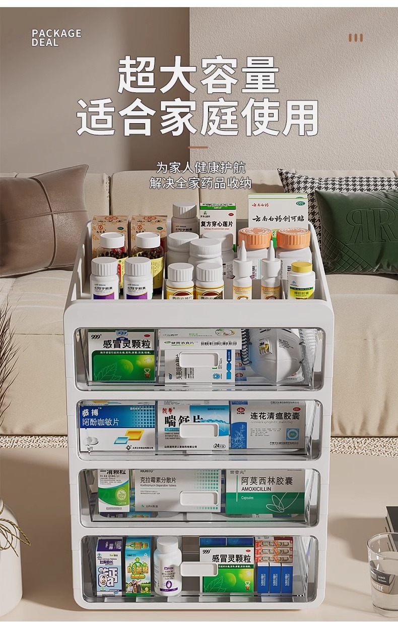 药箱家庭装家用抽屉式多层收纳柜药品医药箱急救整理盒收纳盒详情5