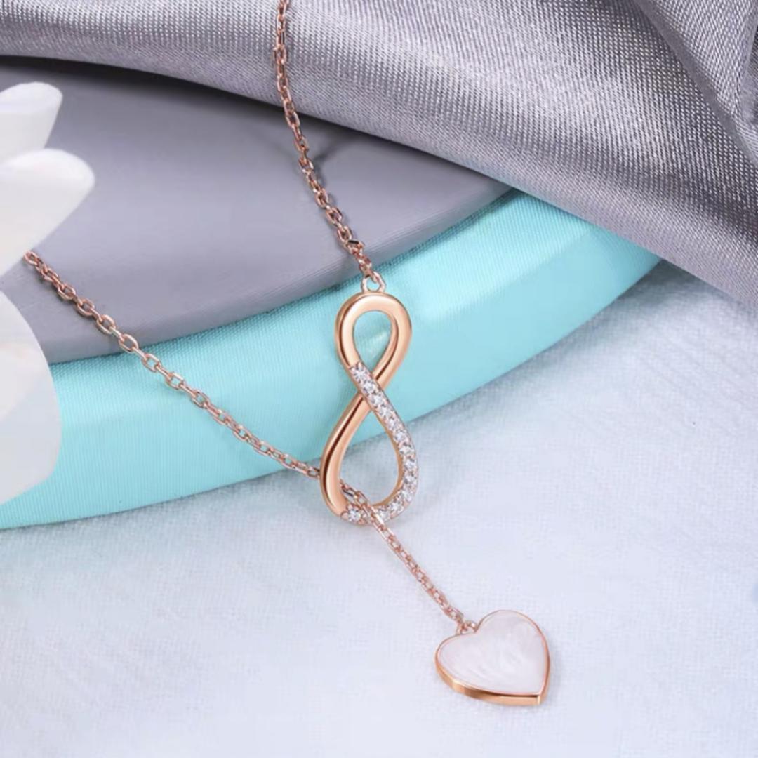 银贝心形纯银项链莫比乌斯爱心吊坠女小众设计双层百搭锁骨链颈链详情5