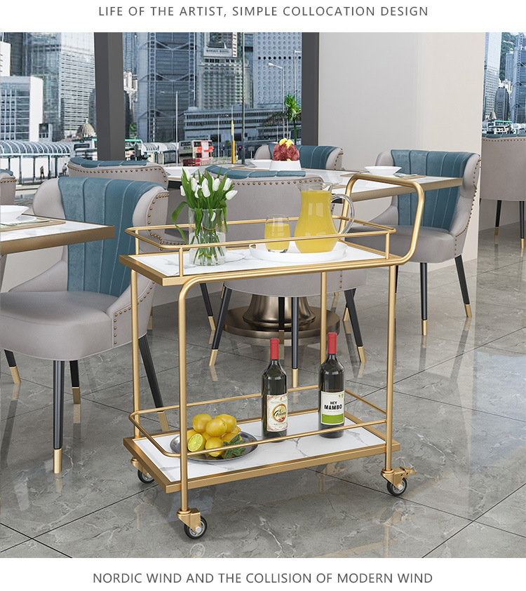 Nordic restaurant mobile trolley, modern hot pot restaurant, commercial hotel tea storage trolley, bathroom balcony trolley pic 11