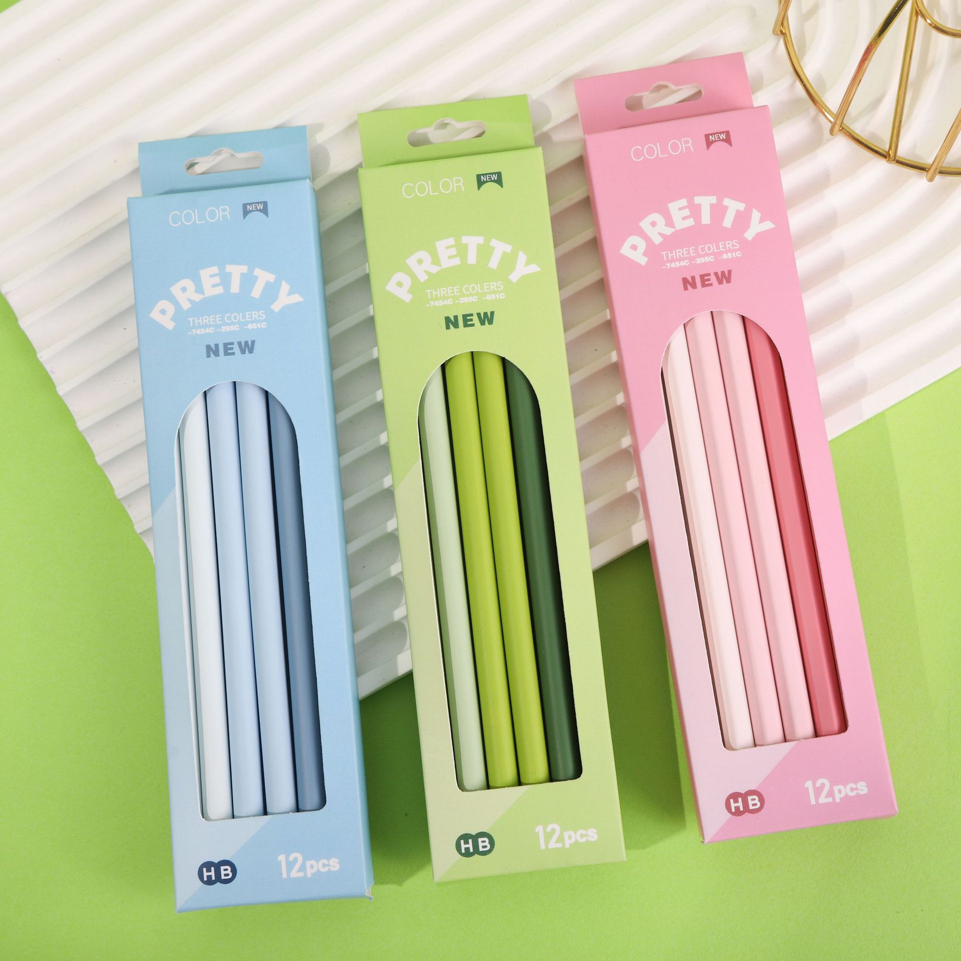 奔贝儿2B铅笔12支一盒渐变hb铅笔小学生专用书写工具马卡龙圆杆笔详情6