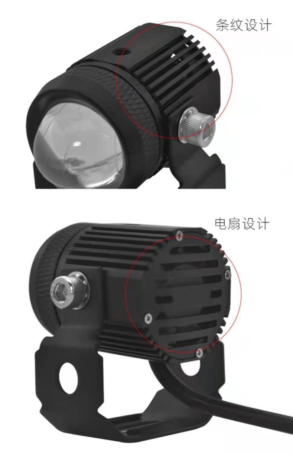 F8摩托车小钢炮led大灯远近射灯强光电瓶车外置汽车通用鱼眼双色详情4