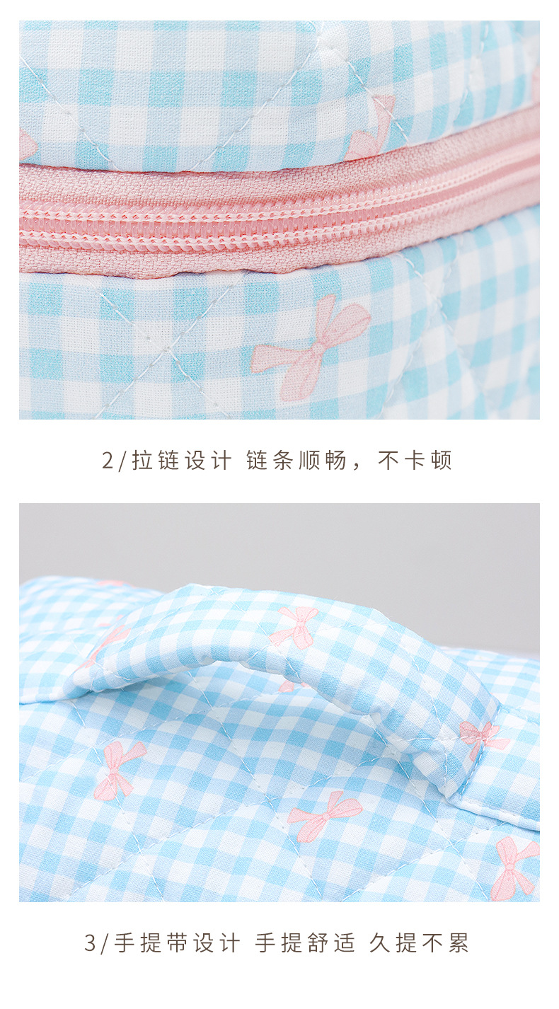 新款ins风格子化妆包大容量高级感可爱便携高颜值收纳包一个起批详情18