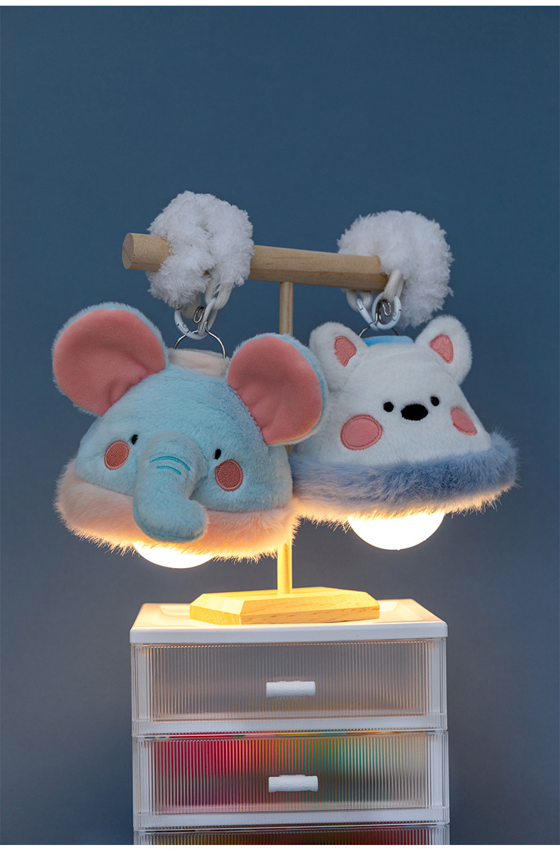 卡通可爱动物毛绒玩具吊灯可调节亮度三挡可调兔子小蓝象玩偶公仔详情8