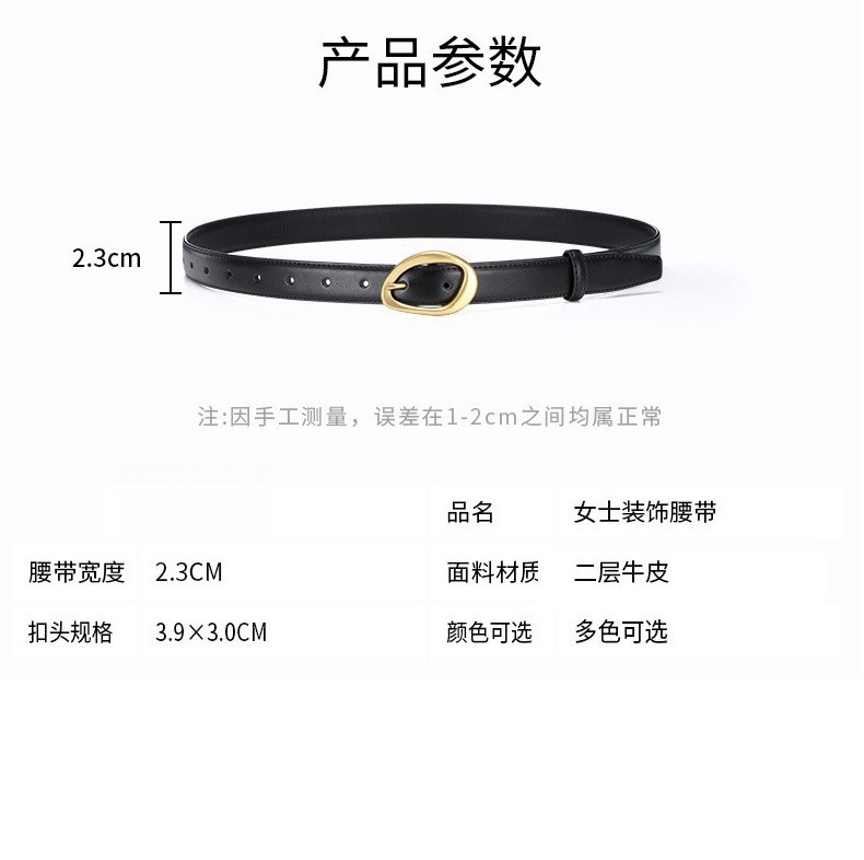 包邮跨境针扣新款皮带女高级感腰带女士小众时尚轻奢配饰简约批发详情4