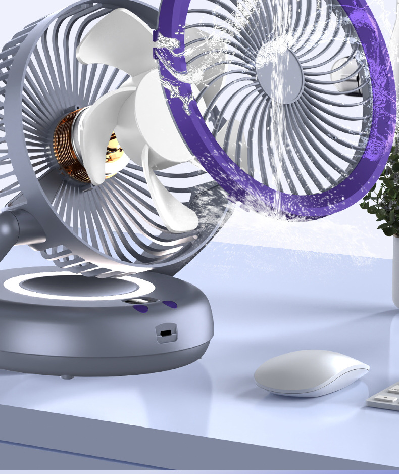 多功能伸缩折叠灯光风扇 USB充电办公家用露营台挂两用对流循环风扇抖音爆款详情28