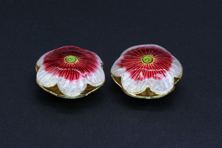 Traditional high-temperature enamel mechanism silver-blue ancient-style jewelry accessory, back cloud partition bead cloisonne 19mm large six-petal flower pic 3