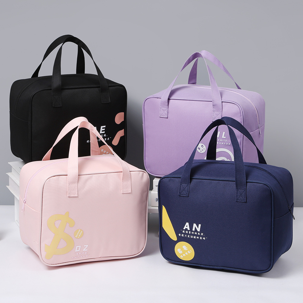 Student party large-capacity fashionable hand-held insulated aluminum foil bento bag, Oxford cloth bag with rice, office worker lunch box bag pic 2