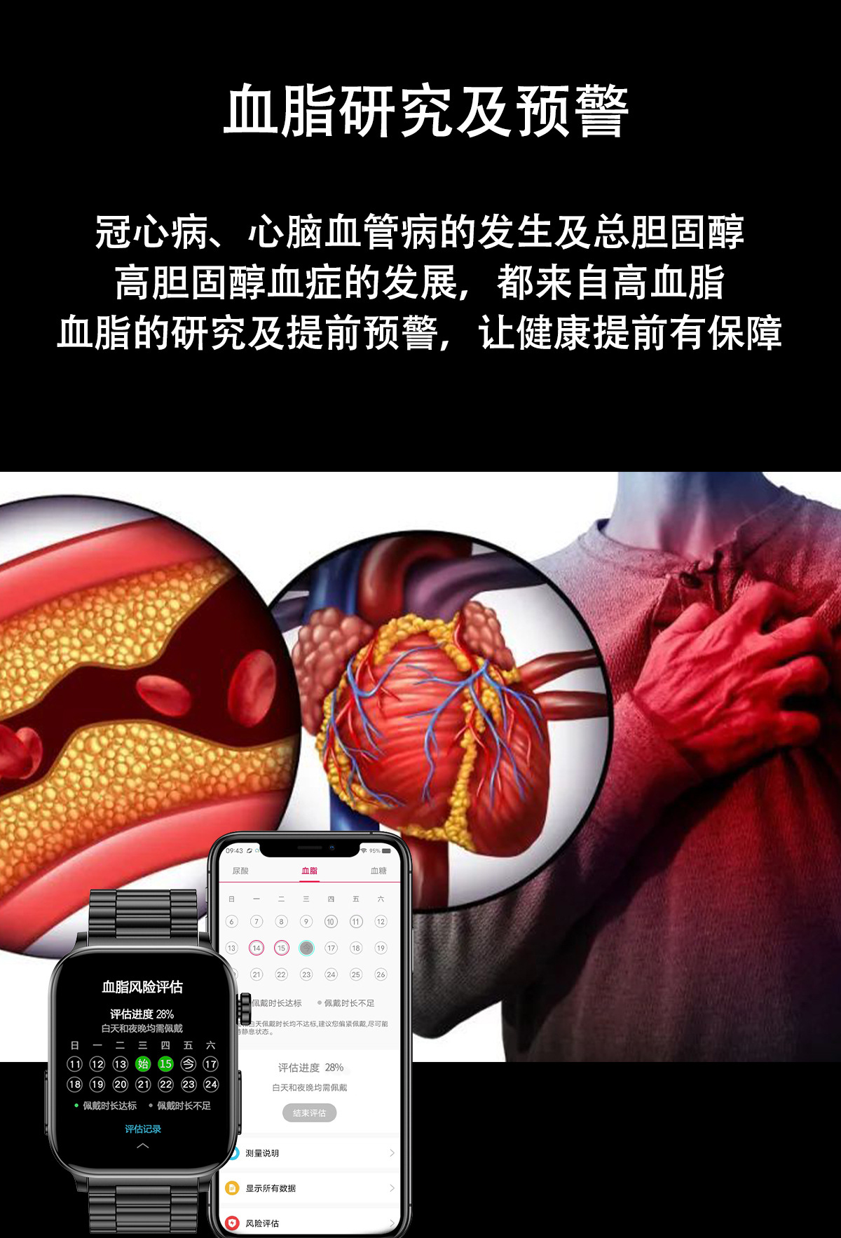 新款TK15智能手表尿酸血脂血糖心率监测蓝牙通话成人手表华强北详情7