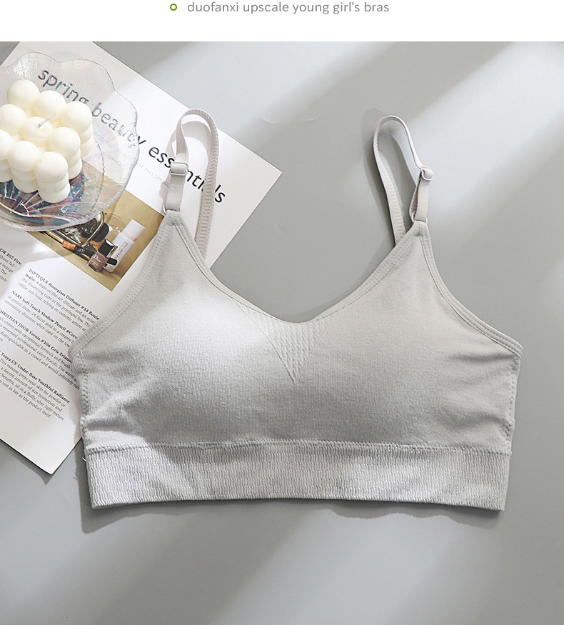 Vest-style underwear for girls, junior high school students, senior high school students, girls in their growth period, steel-ribbed fixed cup strapless bra, summer pic 16