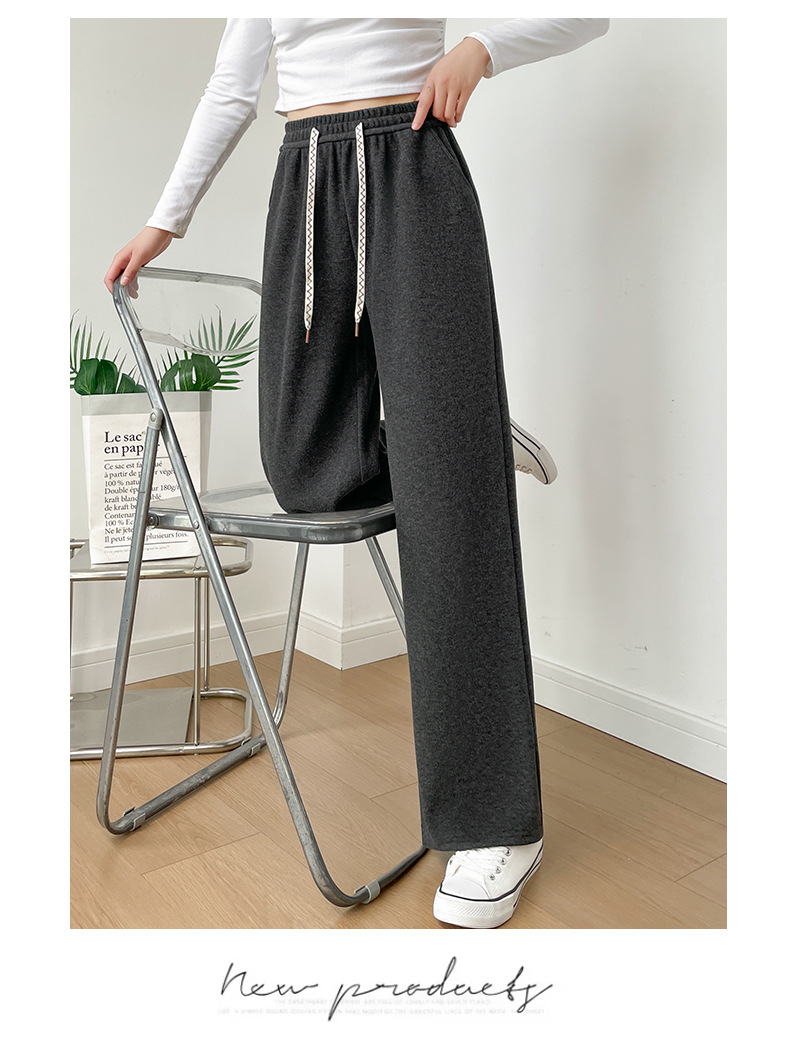 秋季窄版垂感阔腿裤2025宽松休闲冰丝运动裤黑白色裤子新款女详情17