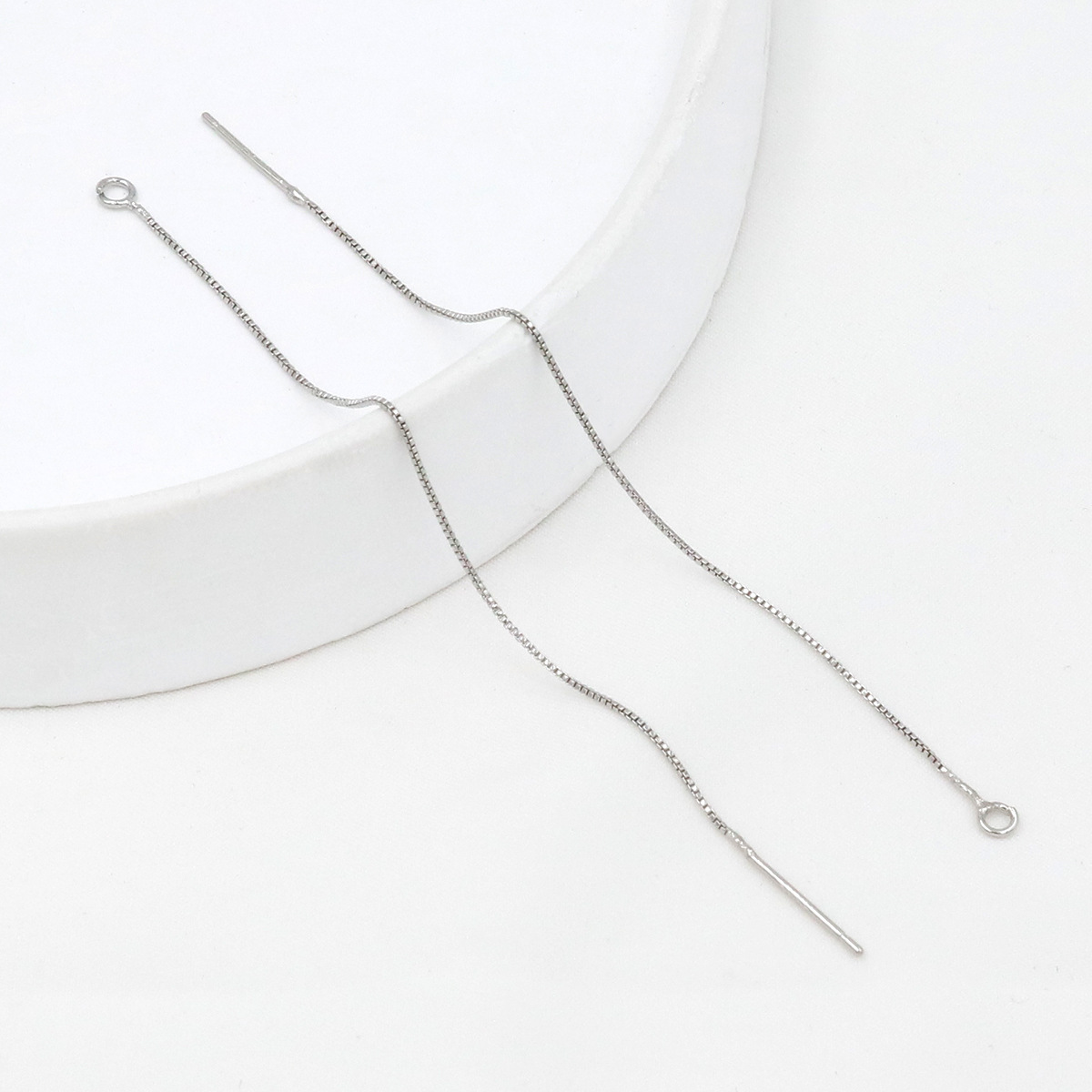 Copper-plated 18K real gold color retention box chain ear wire 14K earring chain ear needle welded flat chain ear accessory A55 pic 10