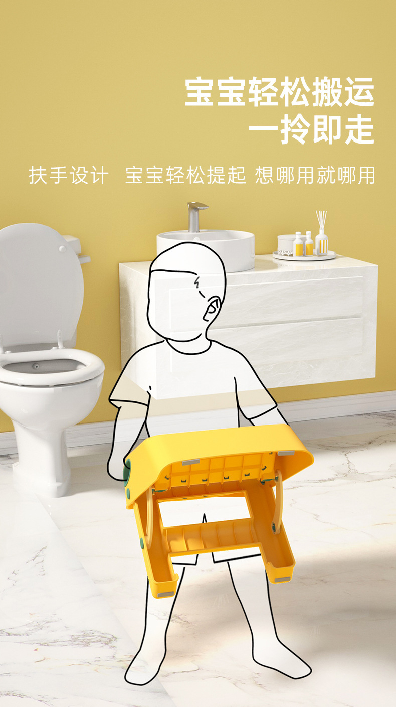 加工定制加厚儿童马桶折叠脚凳宝宝洗漱洗手台防滑阶梯踩脚垫脚凳详情9