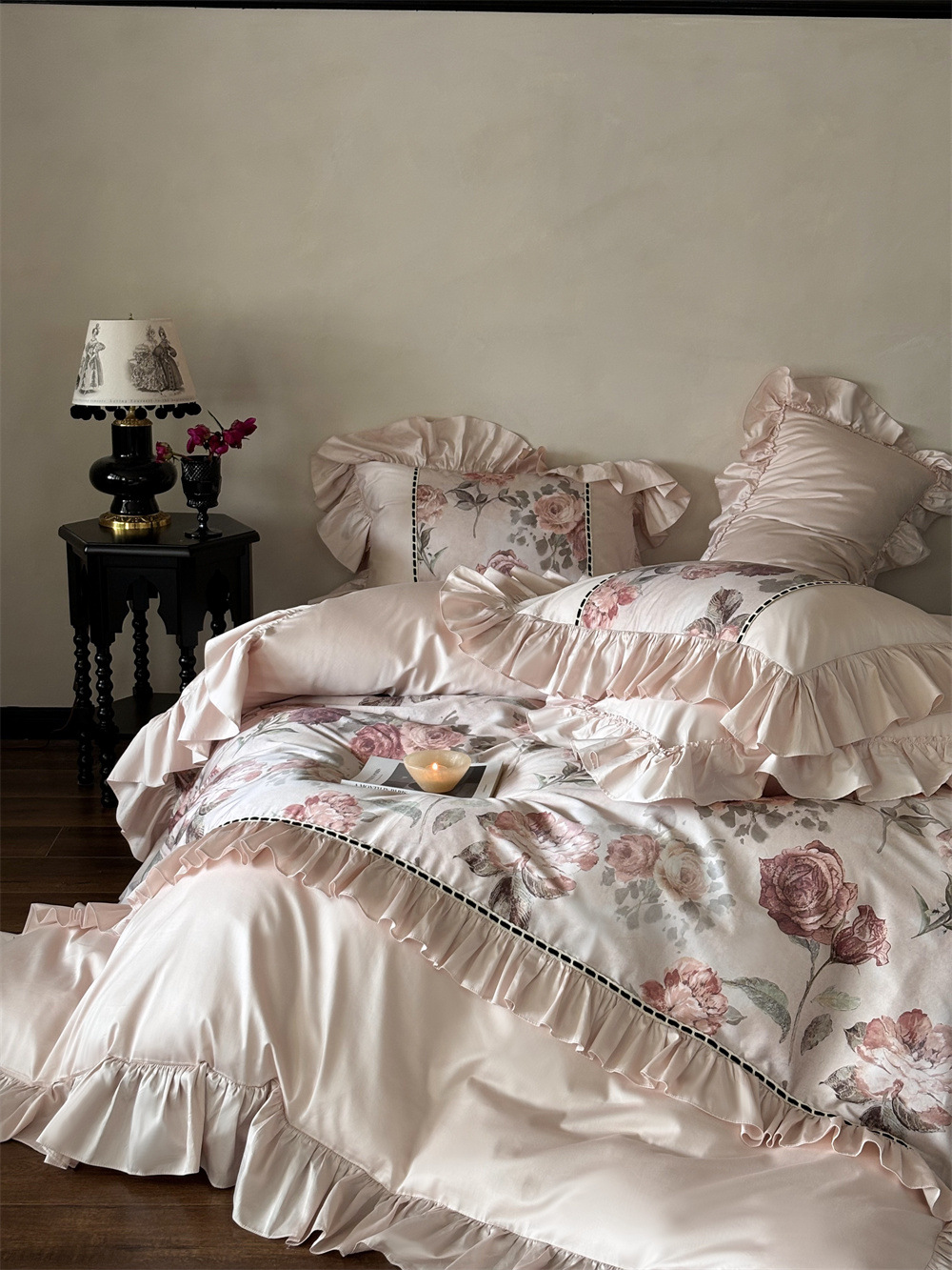 French-style romantic Australian cotton four-piece set, all-cotton rose digital printed quilt cover, soft bedding pic 10