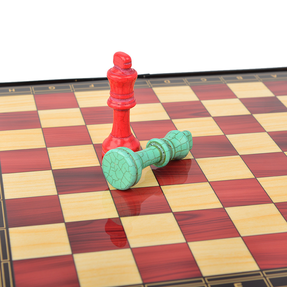 彩色石头棋子搭配高光亮面漆艺棋盘桌游国际象棋游戏玩具棋33CM详情5