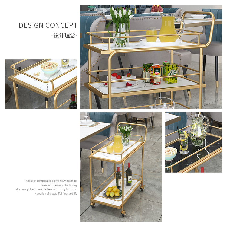Nordic restaurant mobile trolley, modern hot pot restaurant, commercial hotel tea storage trolley, bathroom balcony trolley pic 9