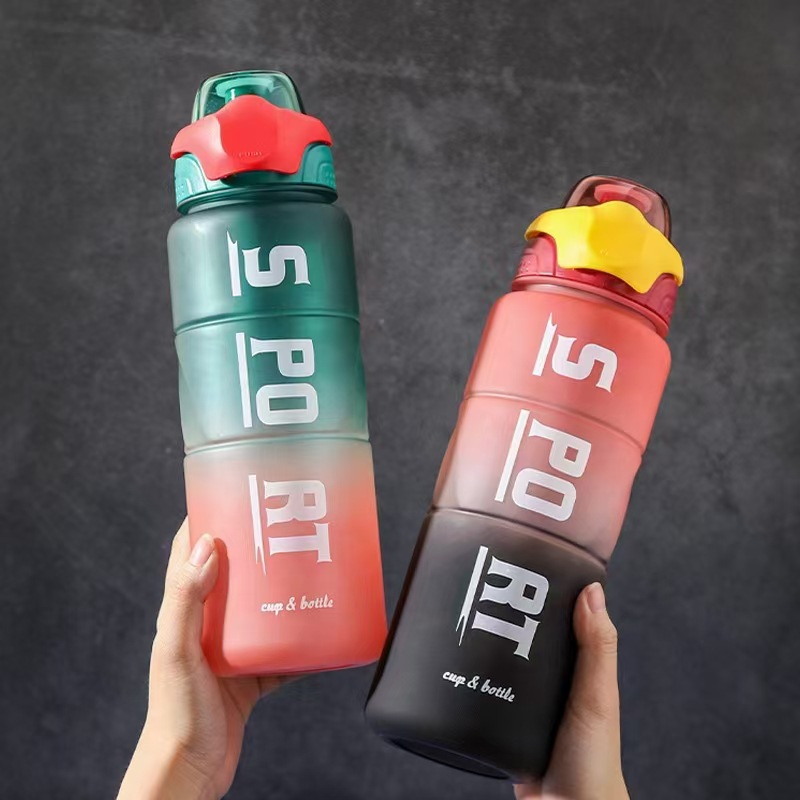 跨境热卖渐变太空杯 竹节运动水杯可手提塑料1300m蒙面侠户外杯详情6