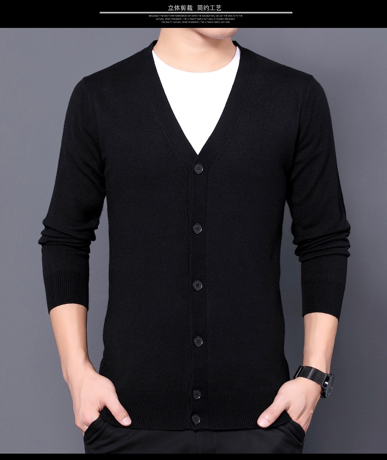 跨境外贸2024秋季新款针织开衫男薄款长袖纯色针织衫男士毛衣批发详情30