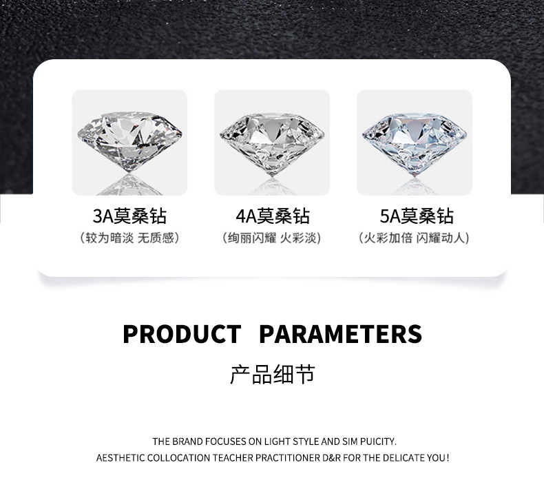 卓恒甄选新款韩版s925纯银耳钉莫桑钻耳饰经典银杏叶耳钉1克拉莫桑石耳釘详情10