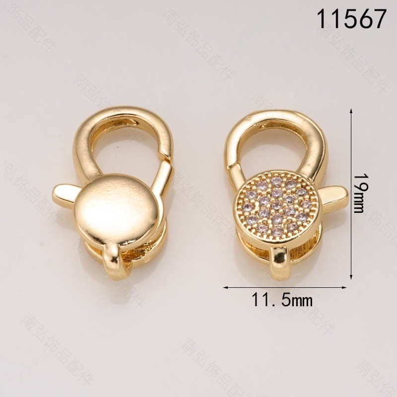 Pearl necklace clasp rose shell blade pin clasp connection end clasp sweater chain diy jewelry accessory pearl necklace clasp head full inlay zircon heavy industry lobster clasp spring clasp handmade end clasp sweater chain pic 7