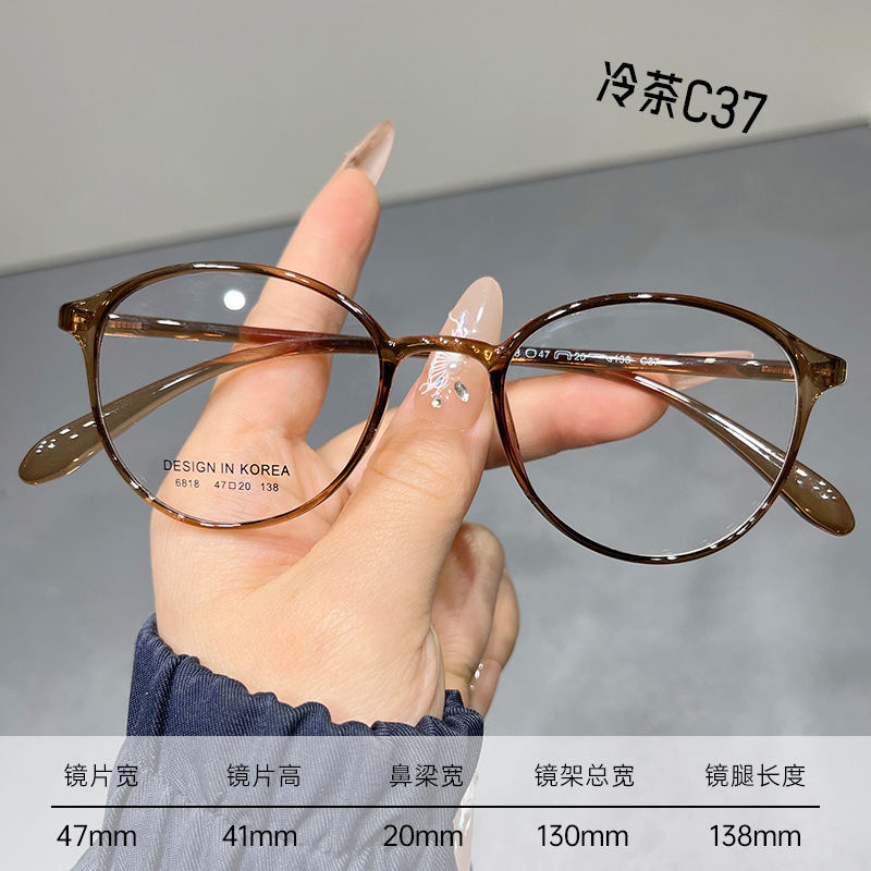 TR6818超轻TR眼镜框素颜丹阳配镜近视眼镜女款小框冷茶色镜架批发详情15