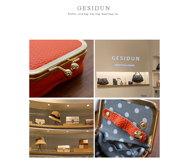 New genuine leather compact gold bag, earphone case, mini ring, necklace, earrings, jewelry bag, coin purse pic 2