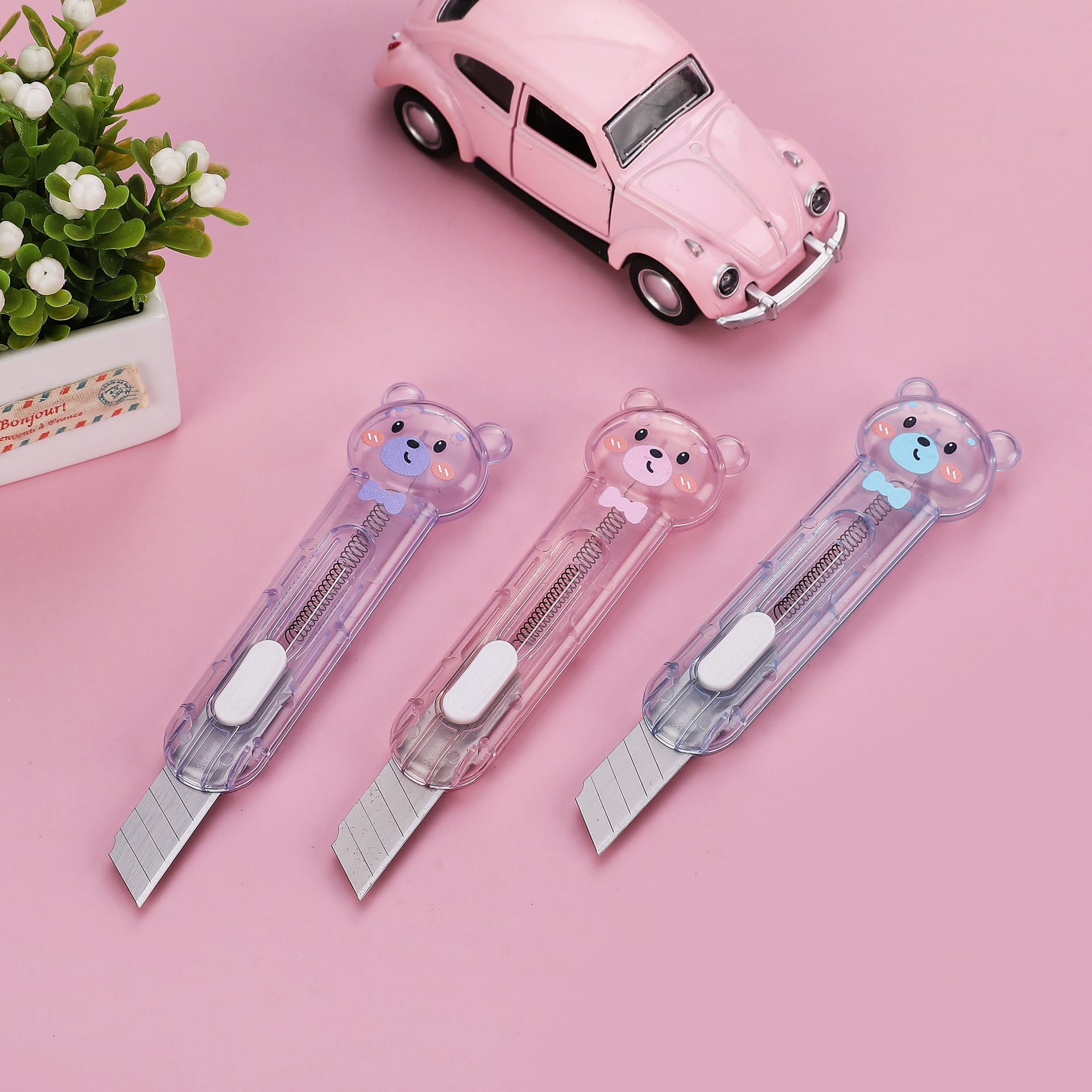 Pioneer 8186 Transparent Cartoon Mini Utility Knife Instagram Express package Opening Student handicraft Art Assignment Paper Cutting Office pic 13