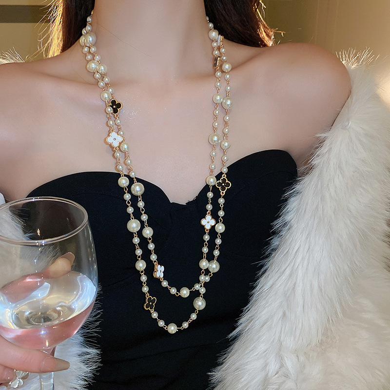 Irregular long pearl necklace, French light luxury style, sweater chain, niche simple and high-end necklace wholesale for women pic 53