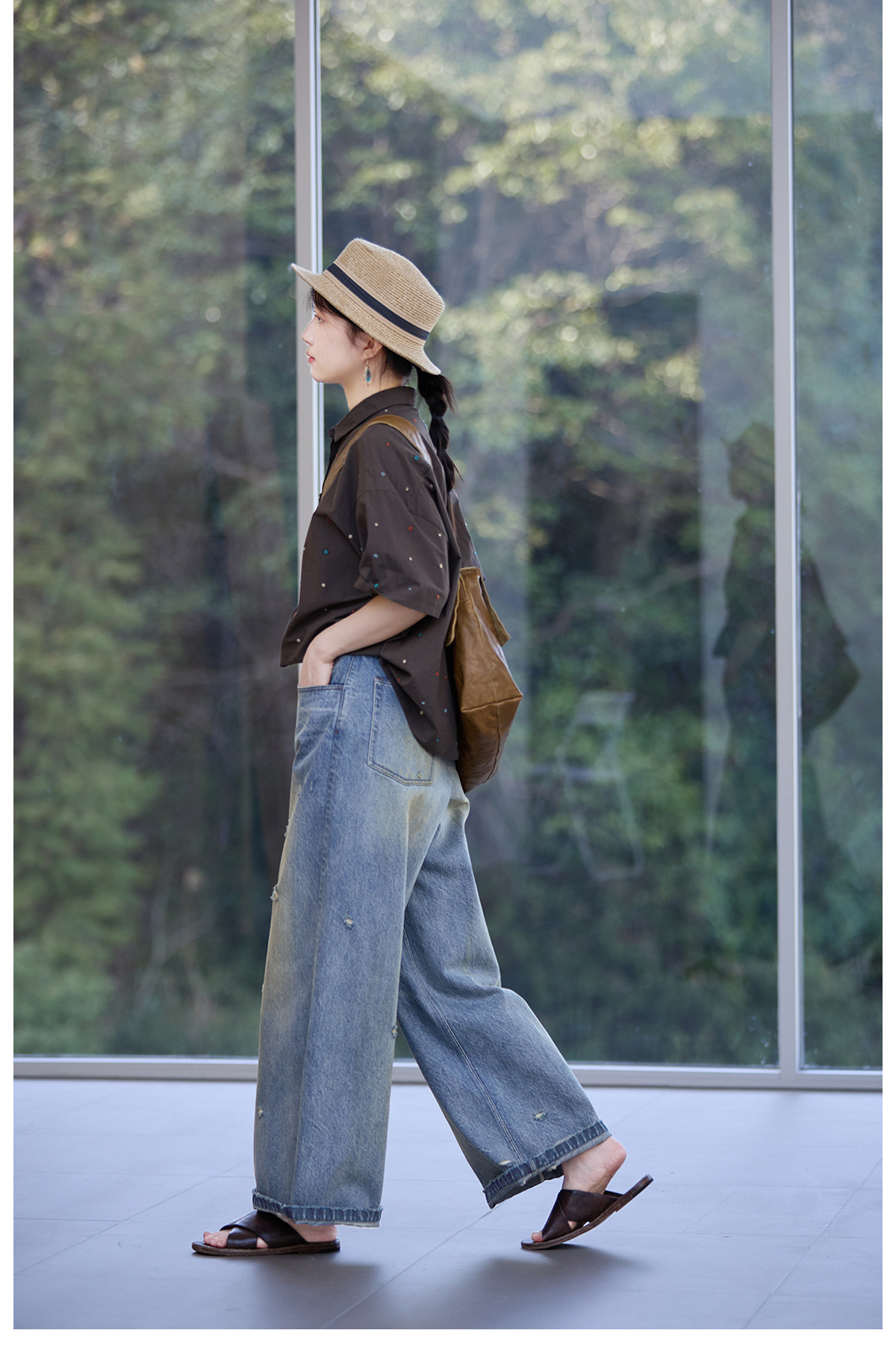 【 Random Thoughts 】 Summer Storm Ripped Heavy Washed jeans straight-leg pants for all four seasons pic 64