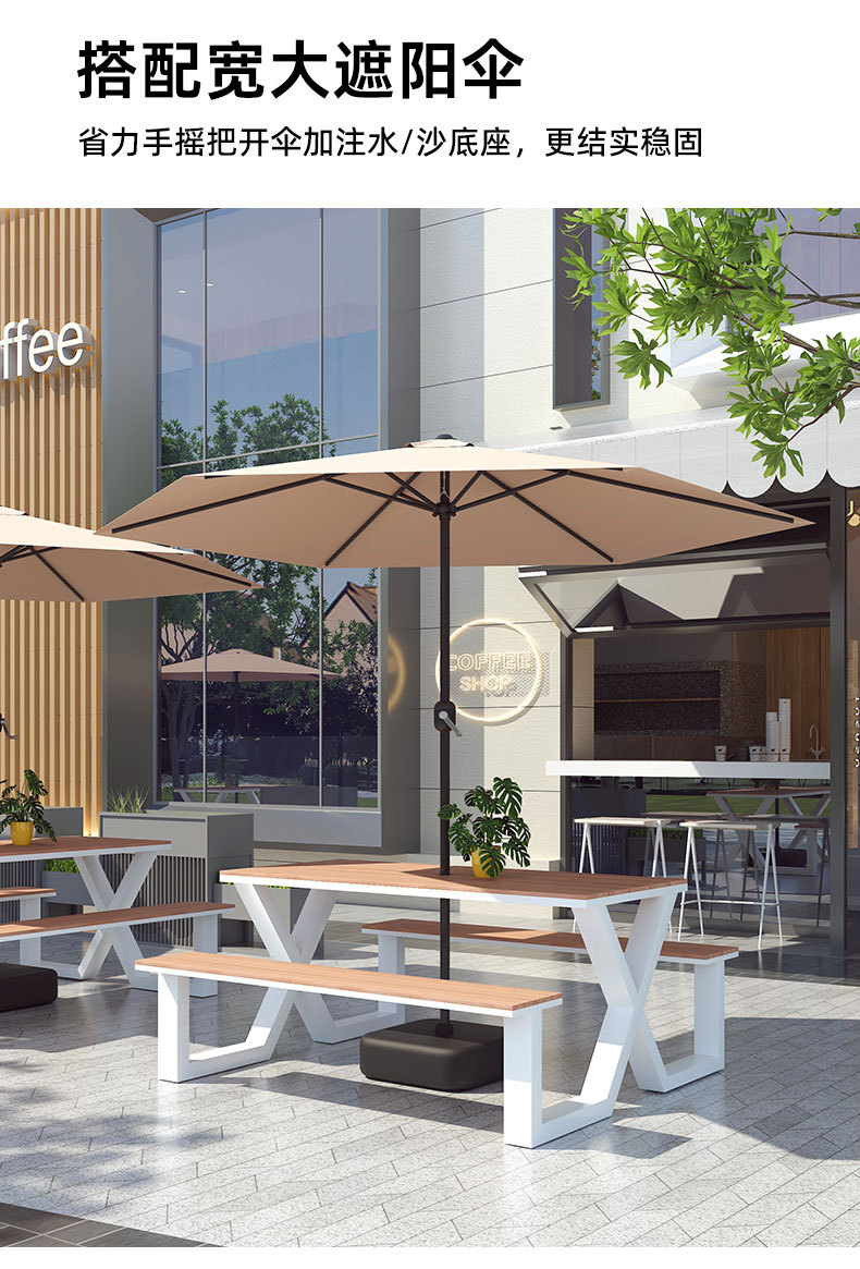 户外连体桌椅组合小吃街座椅景区公园室外露天长凳广场一体餐桌椅详情5