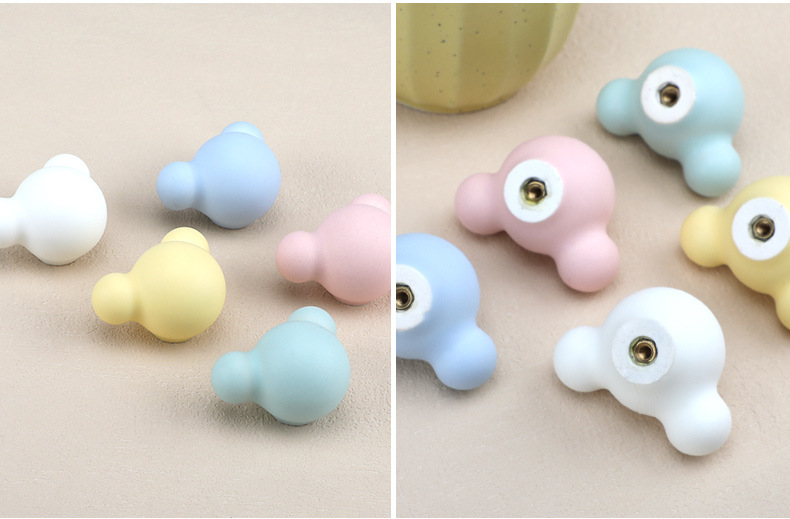 马卡龙彩色圆形拉手儿童房可爱衣柜门橱柜抽屉莫兰迪粉蓝色小拉手详情21