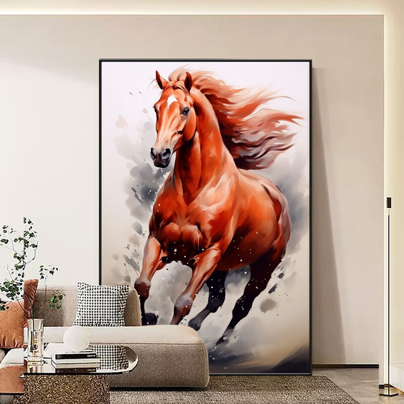 From the living room sofa background wall of the blood-sweating horse to the large-sized hanging paintings in the office and study of the successful boss pic 5