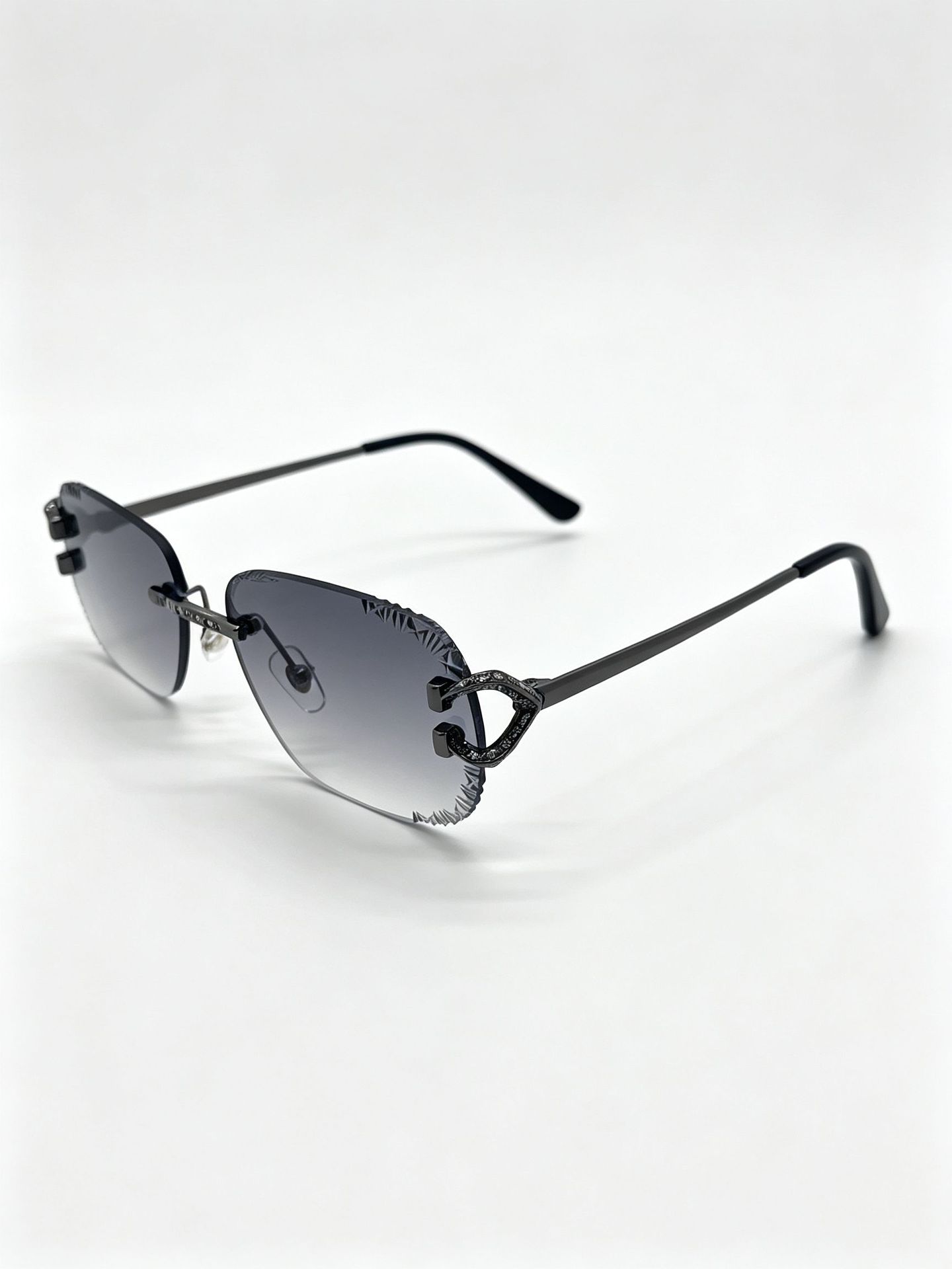 Nuevo crossover sin marco rectangular gafas de sol decorativas gafas de sol de metal patas moda moda moda moda cool gafas hombres y mujeres mismo estilo pic 9