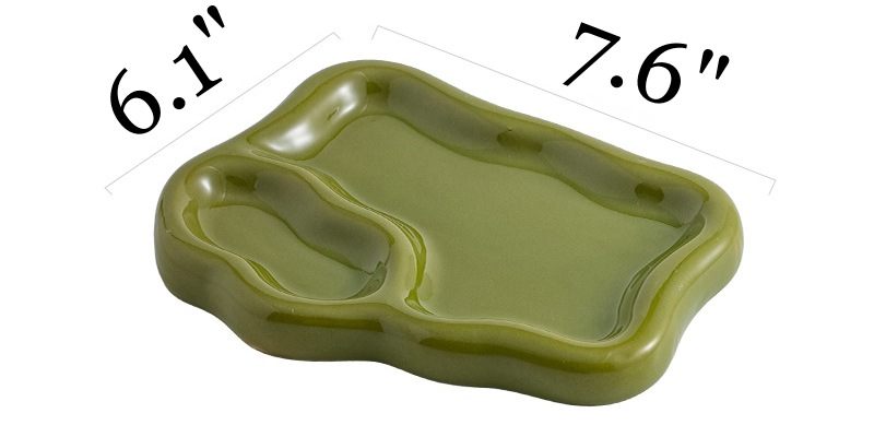 ins风不规则陶瓷首饰收纳盘绿色创意饰品托盘珠宝展示盘桌面收纳详情5